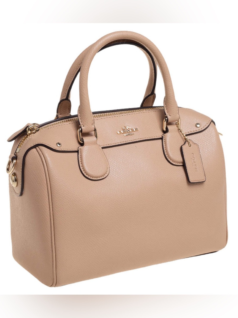 Coach Pebbled Leather Satchel in Taupe